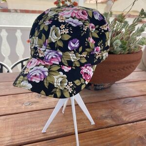 Floral Black Cap with Vibrant Design